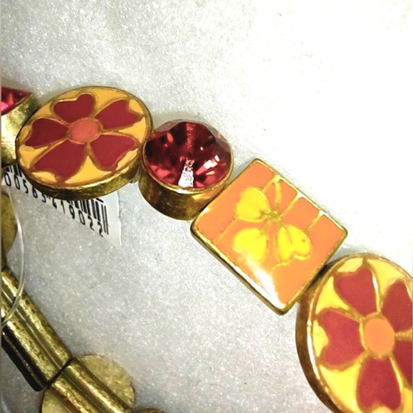 Stretchy Enamel Bracelet w/ Ruby & Garnet Crystals NWT - Picture 1 of 16